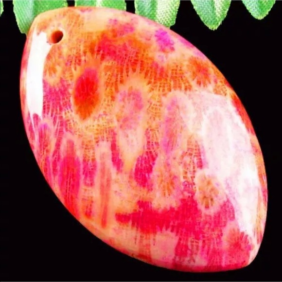 Earth Art hand crafted artisan Jewelry - Beautiful chrysanthemum fossil from Indonesia
